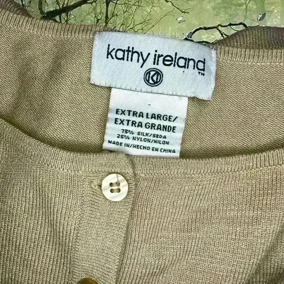 Coquette Beige Floral Embroidered Button Up Sweater By Kathy Ireland - Picture 7 of 7